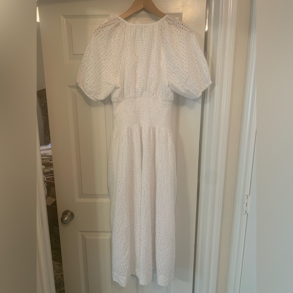 J Crew White Smocked Waist Eyelet Dress - S - Picture 2 of 3
